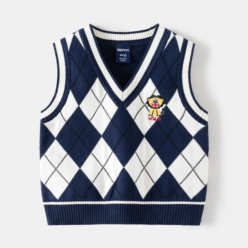 Детский свитер новинка осени/зимы 2024 вязаная майка для мальчиков детский без