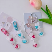 cartoon sweet cute bear rabbit key holder decorative pendant kawaii backpack zipper lanyard keychain toy gift ornament acrylic