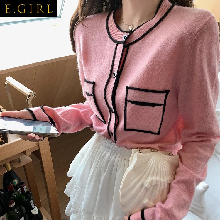 French gentle wind roll marca dragon sweet sister small sweet woman fall short sweater knitting cardigan coat