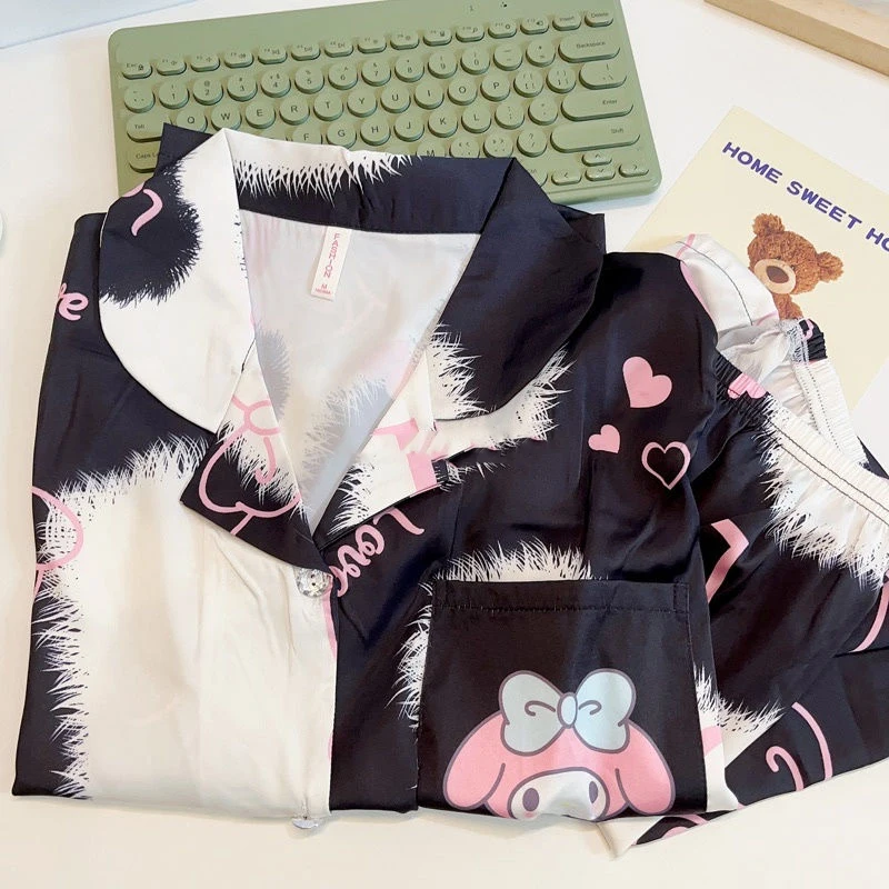 

Sanrio Kawaii Anime My Melody Kuromi Home Wear Cloth Girly Heart Cinnamoroll Cute Cartoon Hello Kitty Pajama Sets Toys for Girls