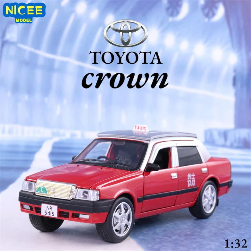 

1:32 Toyota Crown HongKong Taxi Diecast Model CAR Taxi Toys With Sound Lighting Pull Back For Kids Toys Gift A163