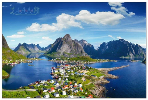 Европейский норвежский Fjord пейзаж DIY алмазная живопись полная дрель полярные огни и искусство мозаики для домашнего декора стен