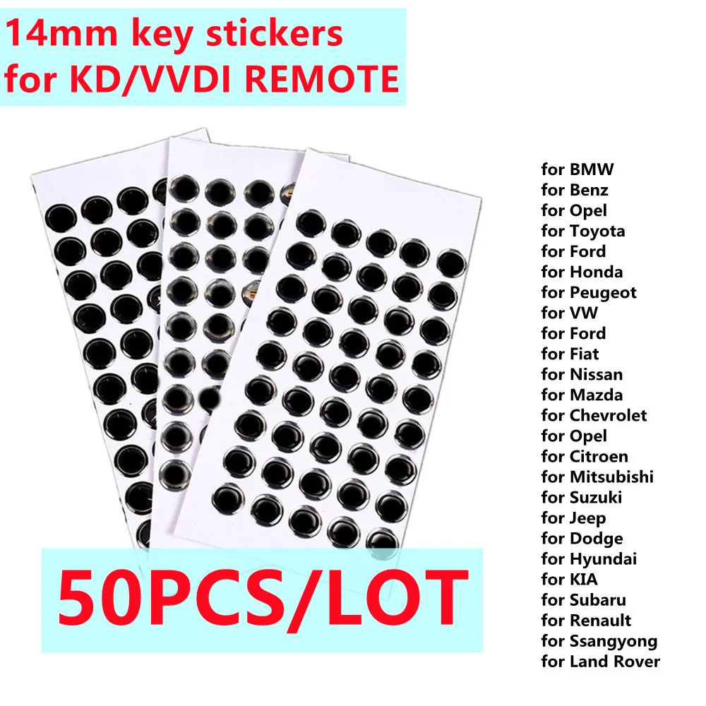 

50PCS/LOT 14MM Car Key Epoxy Sticker Remote Logo For KEYDIY KD Xhorse VVDI JMD Remote