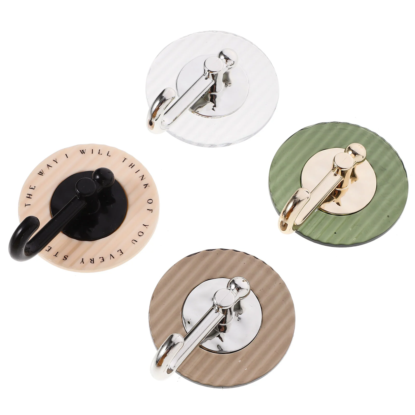 

4pcs Punch Free Hook Bathroom Kitchen Wall Hook Wall Mounted Coat Hooks Decors