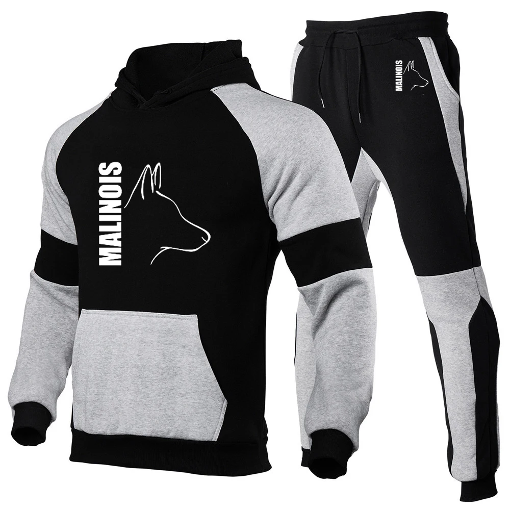 

Silly Dog Belgian Malinois 2022 Men New Fashion Tracksuits Autumn Hoodies + Sweatpants Two Pieces Hooded Casual Suits Clothes