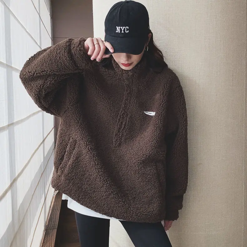 Женское зимнее пальто из овечьей шерсти модель 2022 года полумолния