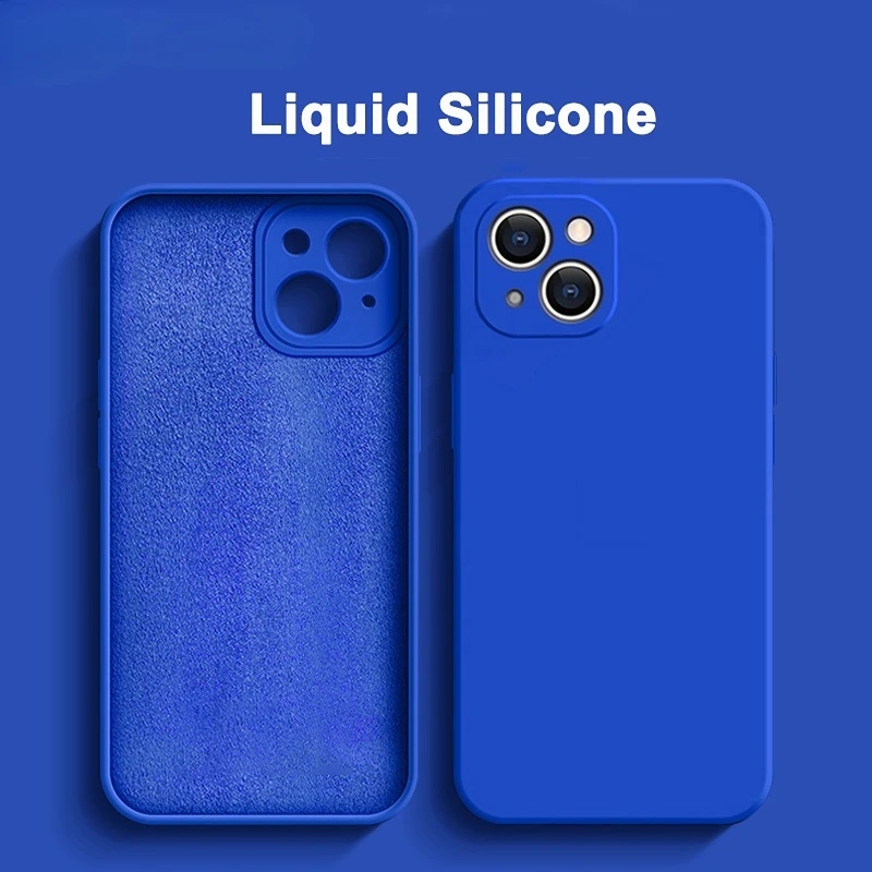 

Original Square Liquid Silicone Case For iPhone 14 13 11 12 Pro Max X XS Max XR 14 7 8 Plus SE 2020 Shockpoof purple Cover funda