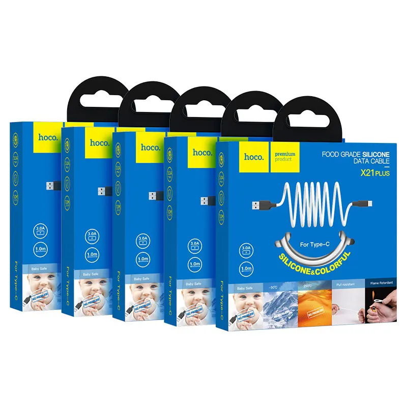 Дата-кабель USB 3 0A для Type-C Hoco X21 Plus силикон 1м | Мобильные телефоны и аксессуары