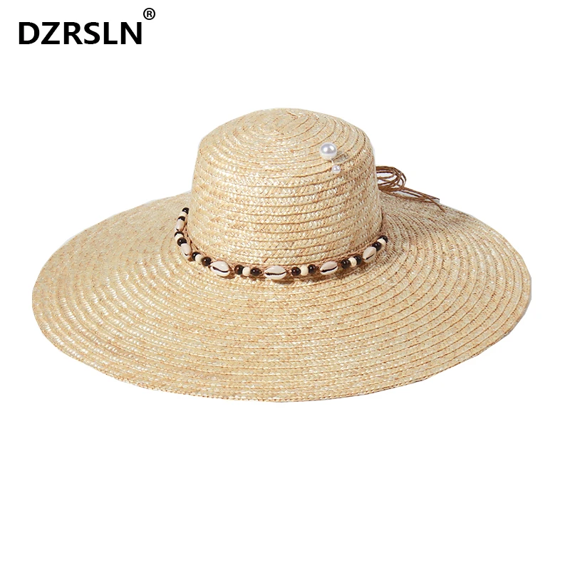 

Женская соломенная шляпа с жемчугом, летняя пляжная шляпа с широкими полями и защитой от ультрафиолета, гавайская шляпа от солнца