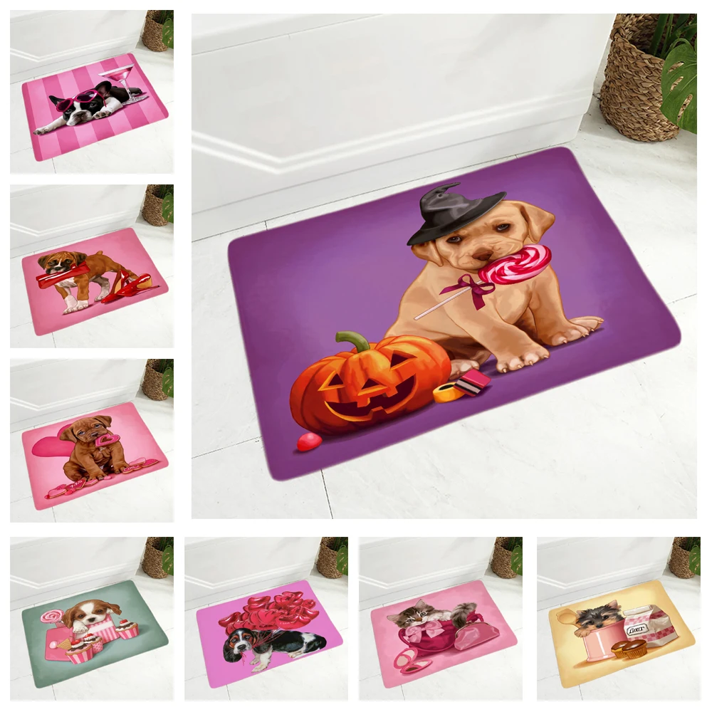 

Милый мультяшный напольный коврик ручной работы с собакой для детской комнаты, нескользящий декоративный коврик для домашних животных, овч...