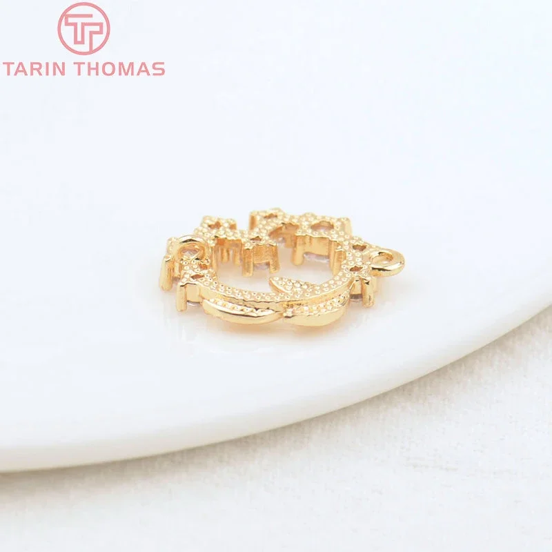 (3962) 4 шт. 14 мм отверстие 1 24-каратное золото латунь с цирконом подвески Anadem