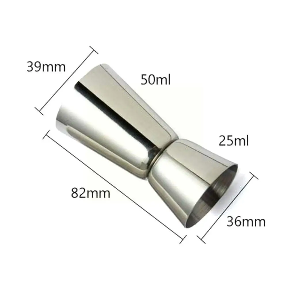 Steel Double- Cocktail Shaker Measure Cup 25/50ml Cocktail Device Jigger Layered Measure Cup Silver Wine F3h6