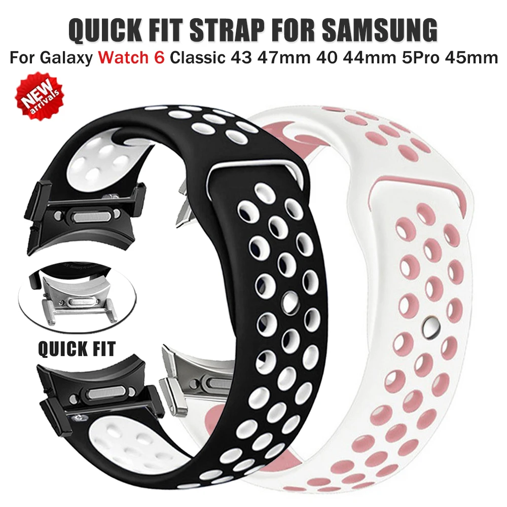 

Sports Silicone Band for Samsung Galaxy Watch 6 5 4 44mm 40mm 6 Classic 43mm 47mm Quick Fit Loop Bracelet for Galaxy 5 Pro Strap