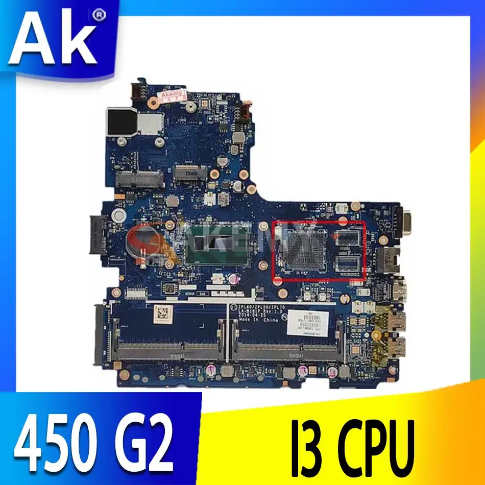 

Laptop motherboard ZPL40/ZPL50/ZPL70 LA-B181P For HP Probook 450 G2 440 G2 470 G2 Mainboard 782951-601 SR1EK i3-4005U/4030U DDR3