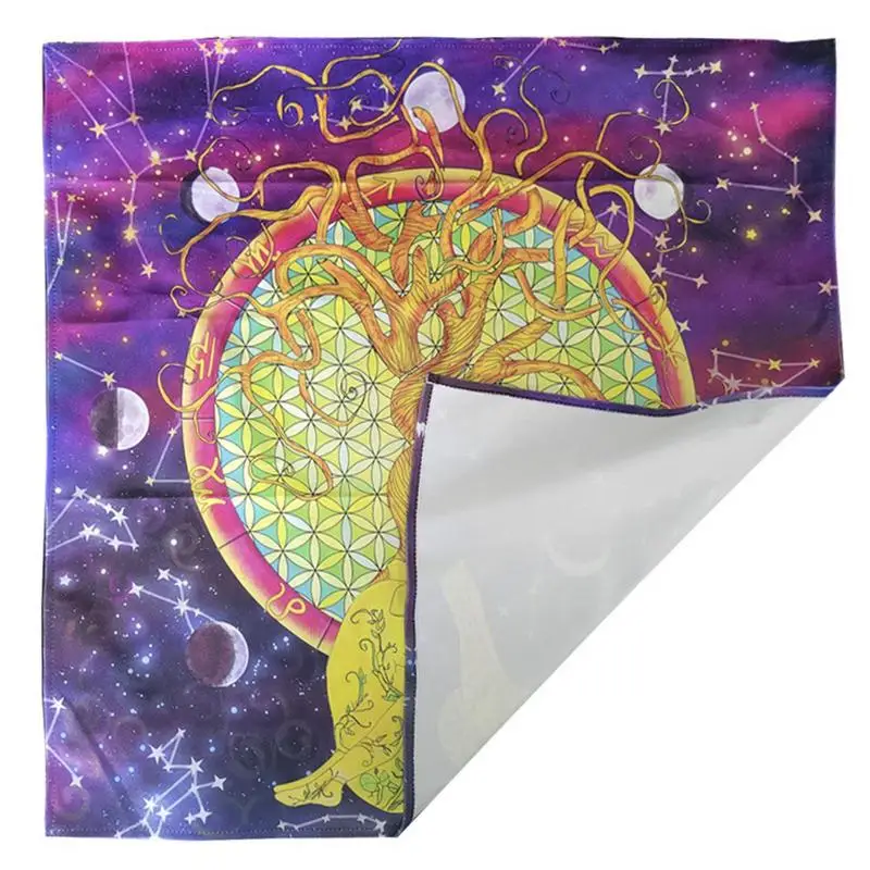 

Tarot Tablecloth Square Dutchwool Witch Cloth 25x25in Altar Supplies Tarot Card Accessories Life Starry Sky Tree Moon Flower For
