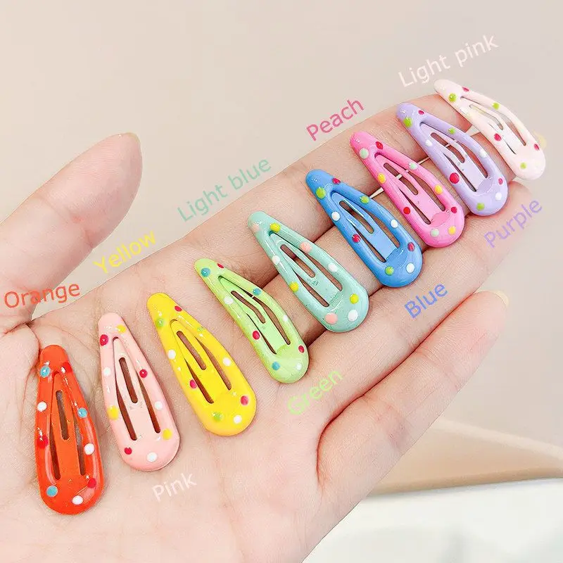 

40Pcs/Lot DIY Hair Accessories 3cm Hairpin Candy Color Children Hair Clip Polka Dot Barrette Water Dropping Cute Girls Headdress