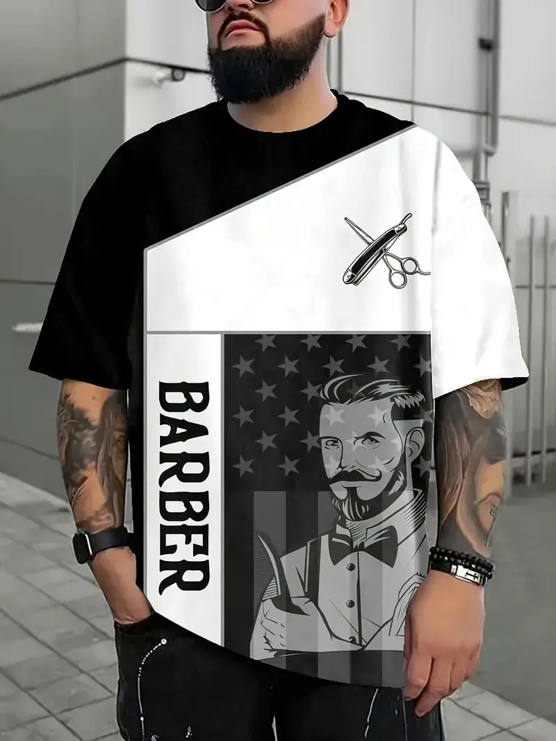 Новинка мужская летняя модель униформа для парикмахерской с 3D принтом модный