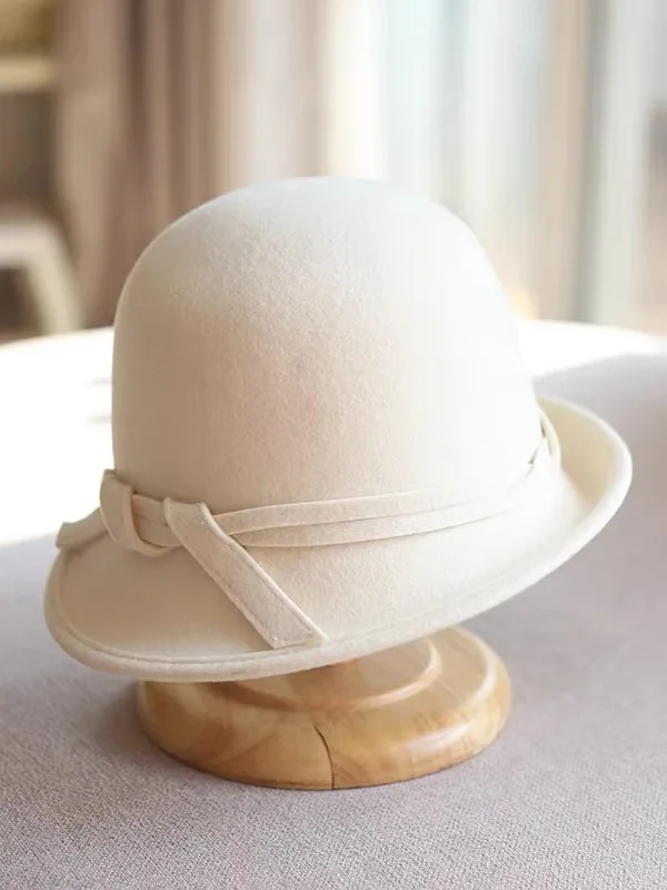 Флисовая шляпа в рыбацком стиле Хепберн Sle Женская осенне-зимняя теплая с бантом