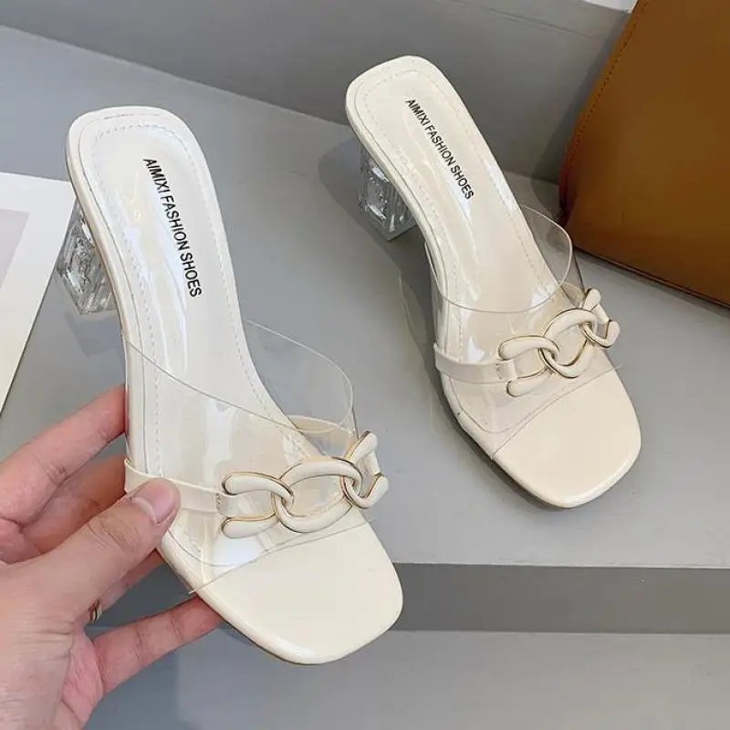 

Women Shoes Slippers Sandals Chain Designer Female Mules Slides Square Toe Casual Footwear Ytmtloy Indoor Zapatillas Mujer Casa