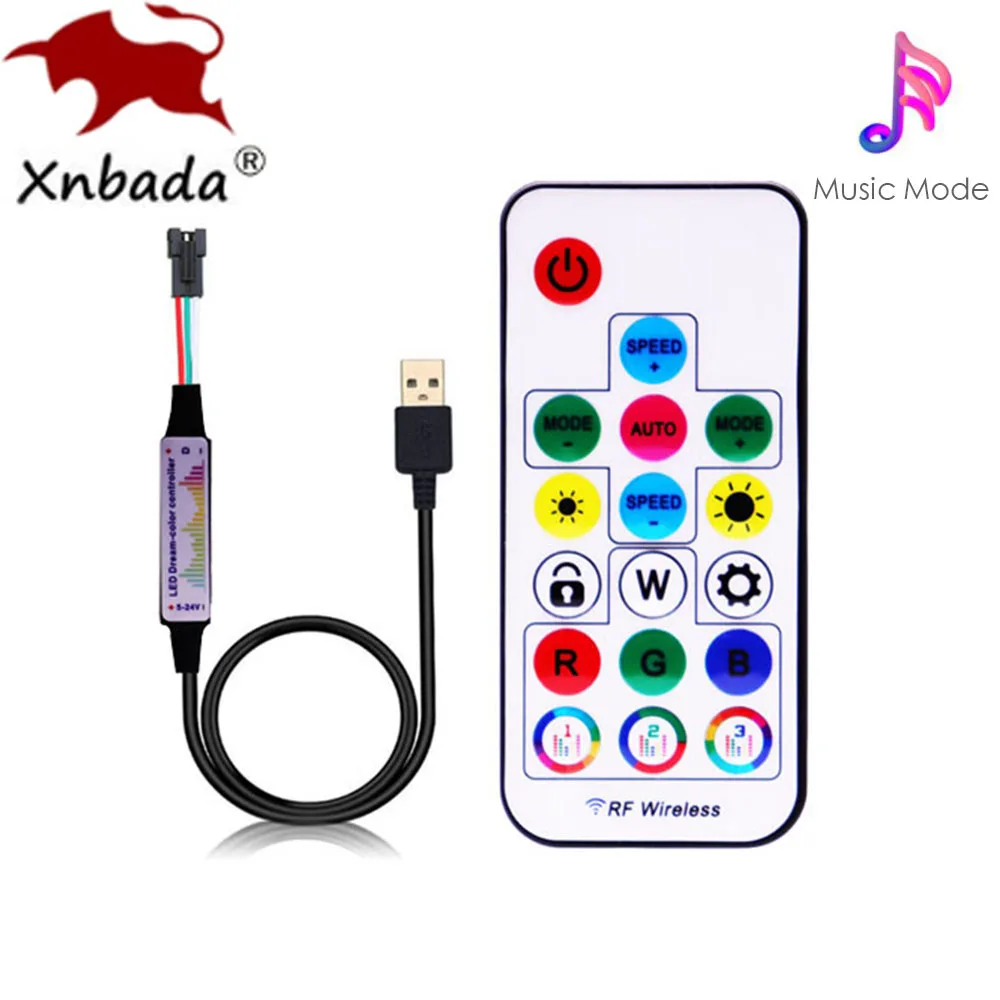 Светодиодная ленсветильник WS2812B WS2811 5050 RGB мини-пульт дистанционного управления