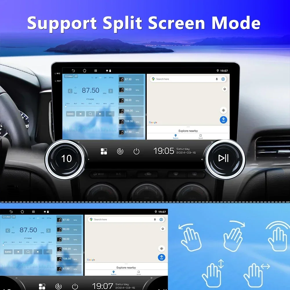 Фото Универсальный мультимедийный плеер на Android, 10,1 дюймов, FM, QLED, Carplay, SWC, GPS, Функция разделения экрана, охлаждающий вентилятор №4