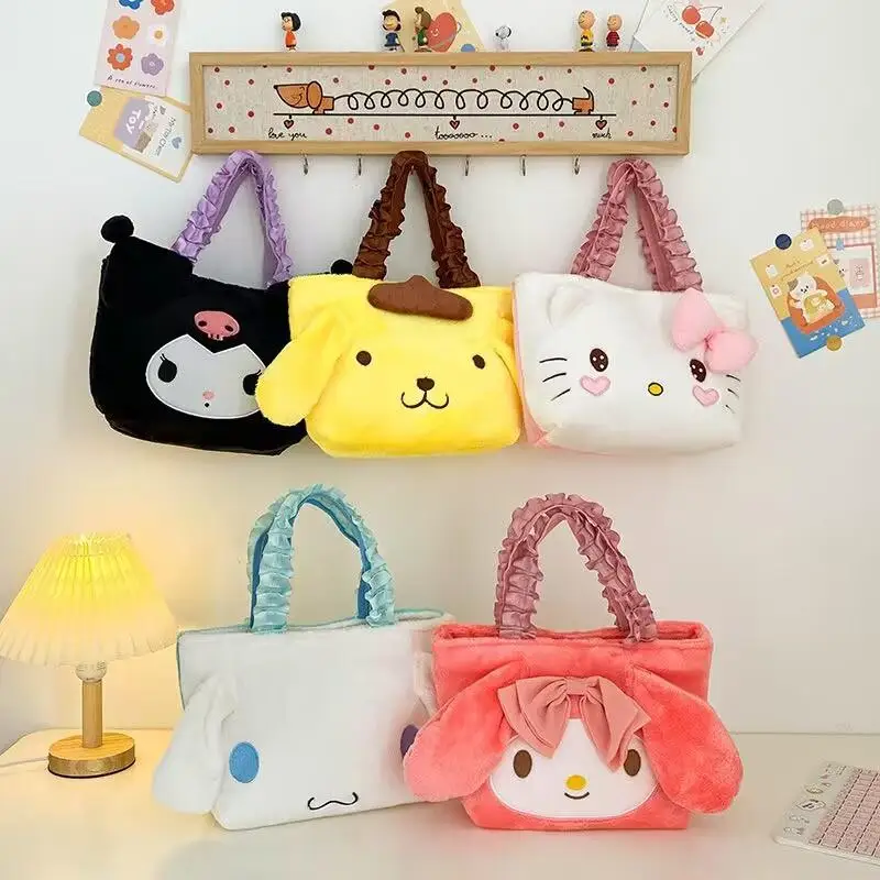 

Kawaii Cute Sanrio Hellokitty My Melody Kuromi Cinnamoroll Pompompurin Bag Plush Bag High Capacity Friend Gift Birthday Gift