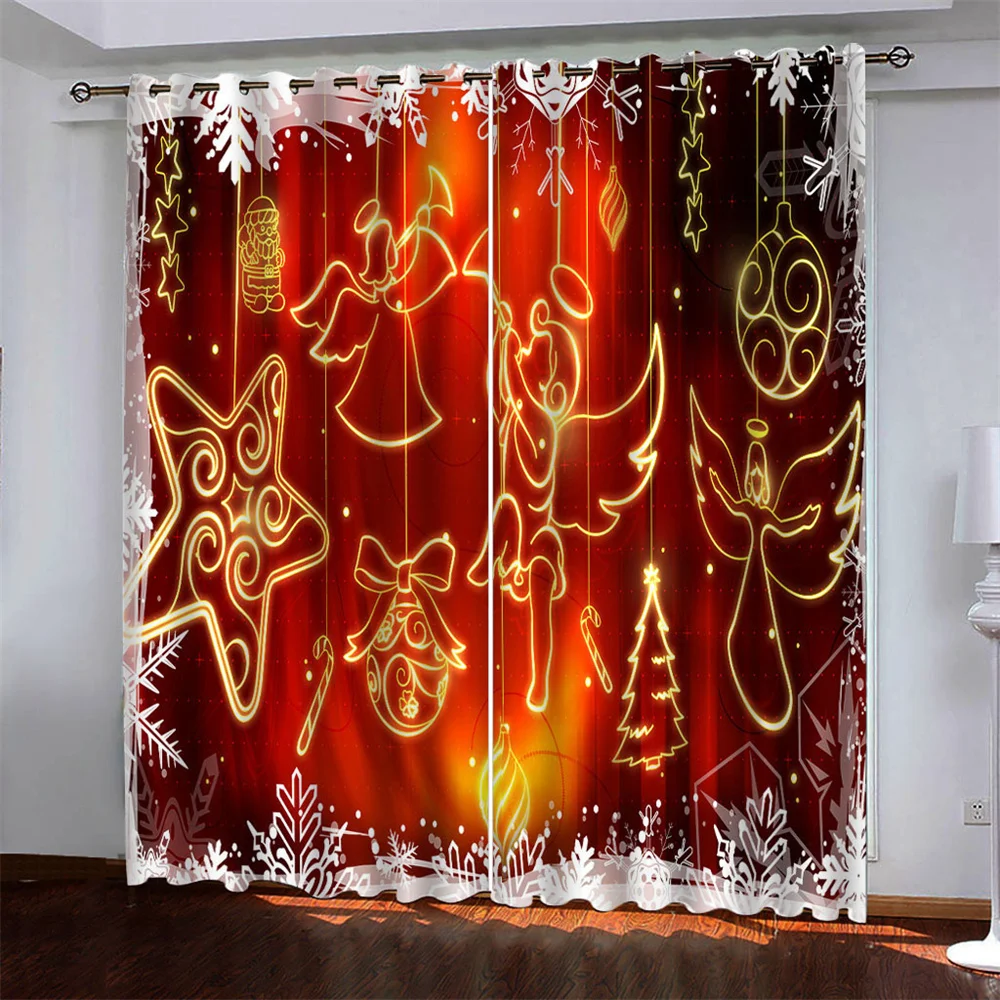 Недорогая занавеска С 3D-принтом Merry Christmas с красным снеговиком Санта-Клаусом