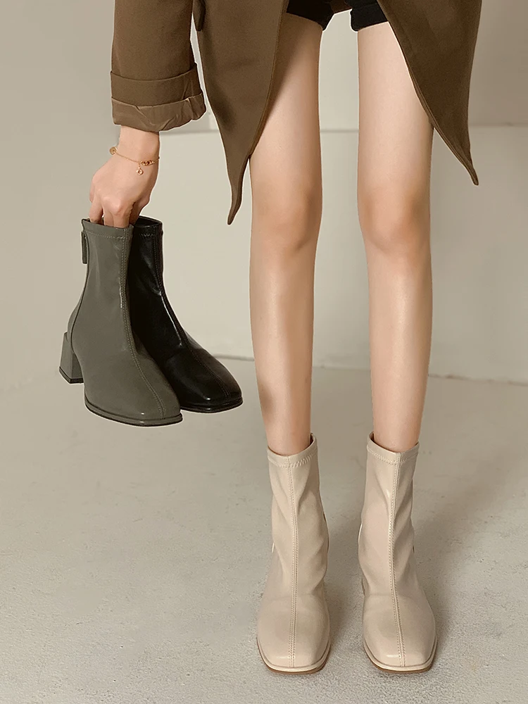 

Женские сапоги с круглым носком, белые Дизайнерские Сапоги до середины икры из искусственной кожи, на высоком каблуке, на резиновой подошве,...