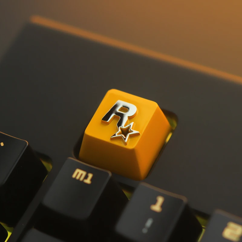 

R Star Game Peripheral Company Logo Icon Zinc Aluminum Composite Metal Mechanical Keyboard Personality Translucent Keycap