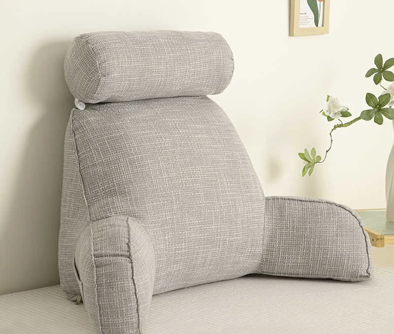 

Подушка для чтения, клин для кровати с подлокотниками и карманами, поддержка спины, поясничная подушка для дивана, декоративная подушка для офисного стула