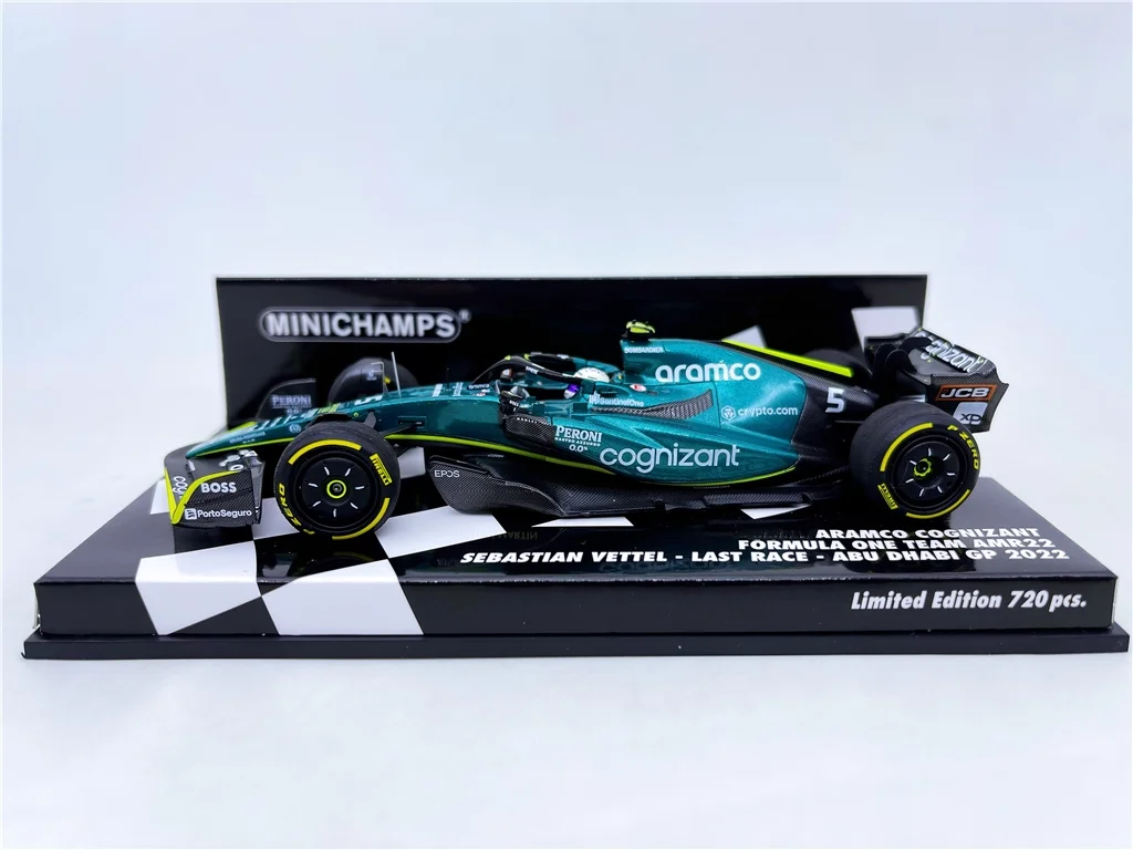 Миниатюрная модель автомобиля в масштабе 1:43 F1 AMR22 Vettel 2022 Абу-Даби ограниченная
