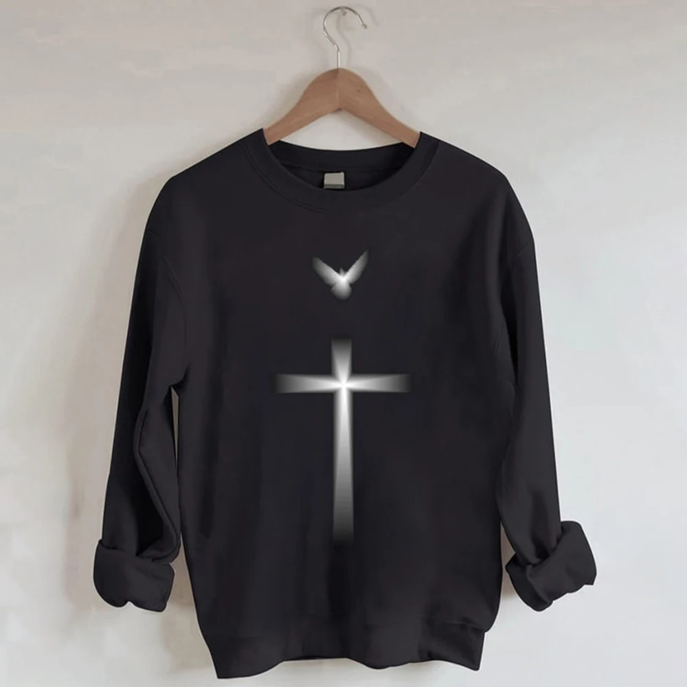 

Casual Round Neck Sweatshirt Black Long-sleeved Pulovers Women/men Fashion Vintage Street Tracksuit Autumn Winter Versatile Tops