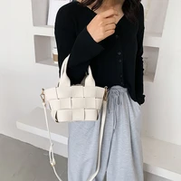 personality woven drawstring bucket bags for women 2021 fashion new casual handbag female shoulder travel bags small tote