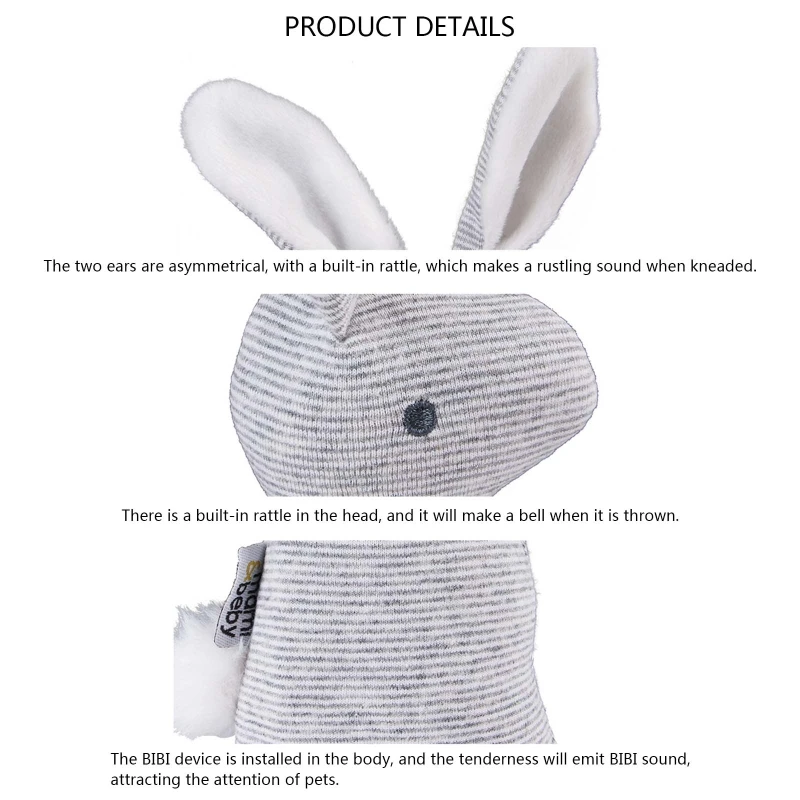 Миниатюрный мультяшный кролик BIBI со звуком и качающимся колокольчиком плюшевая