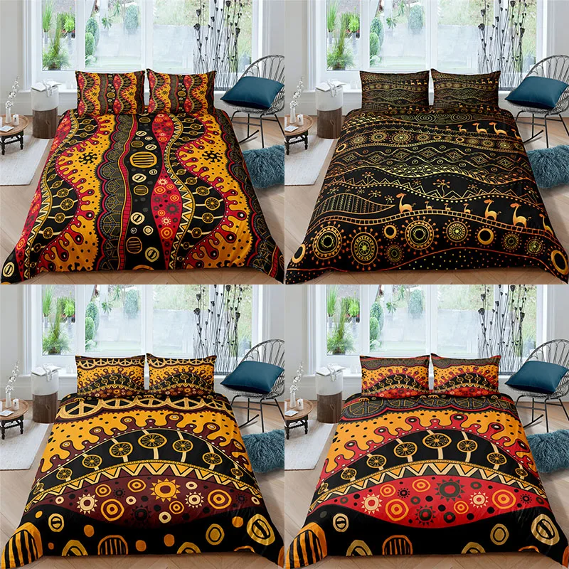 

Комплект постельного белья детский/взрослый, удобный текстиль, 3d-принт в индийском стиле, пододеяльник, наволочка, одинарный/Королевский/большой размеры, 2/3 шт.