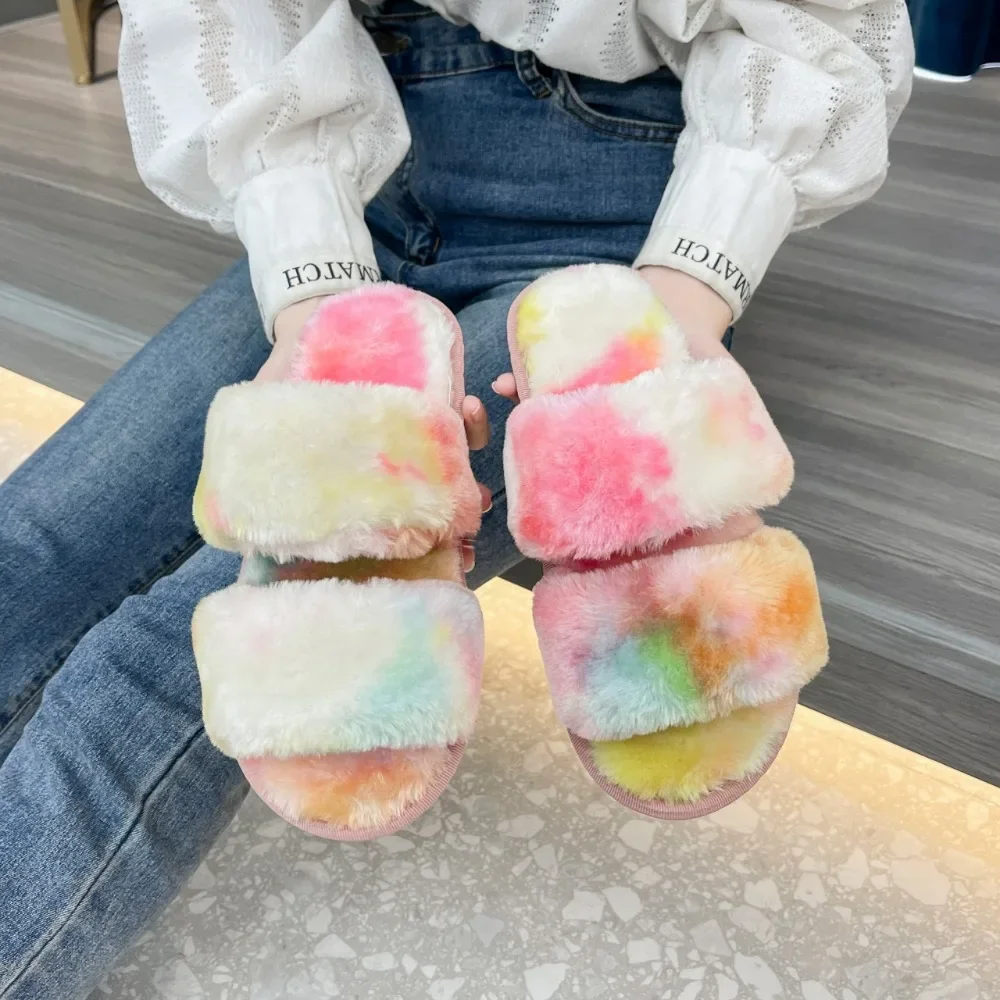 Тапочки женские зимние плюшевые модные мягкие сланцы для дома с леопардовым