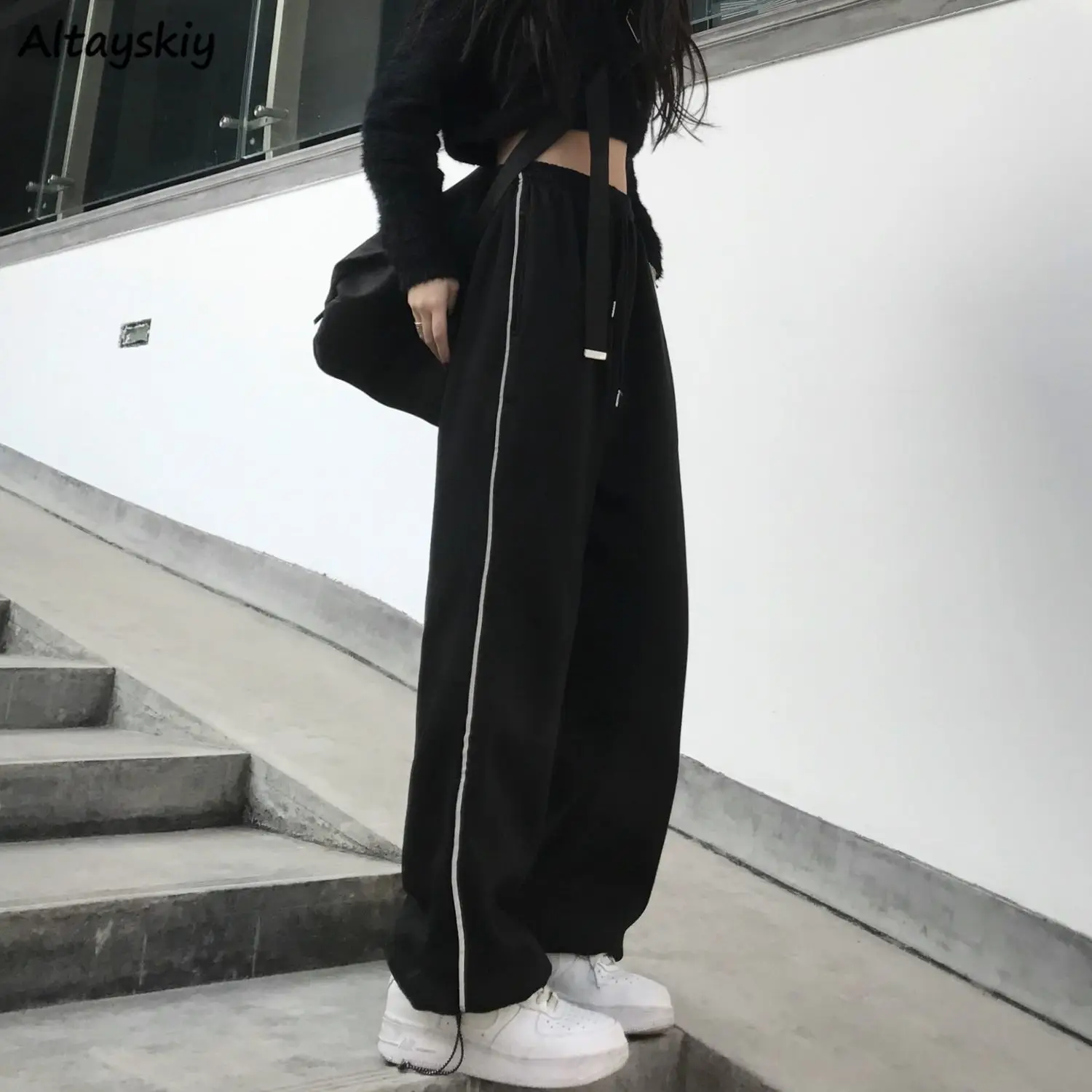 Casual Pants Solid Simple Fly Chic Mens Korean Style Straight Trousers All-match Ankle-length Loose