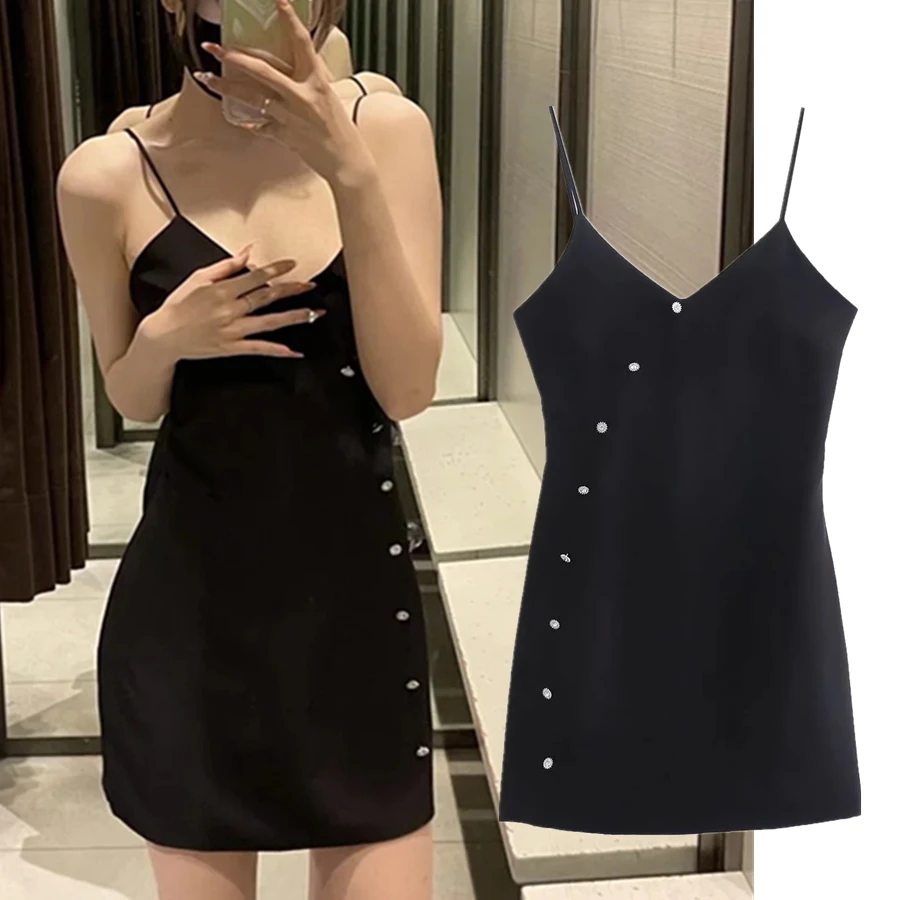 

Jenny&Dave 2022 Summer Dress Women Sexy Mini Dress Vestidos Ins Fashion Blogger Vintage Jewelry button Strapless Dress Women