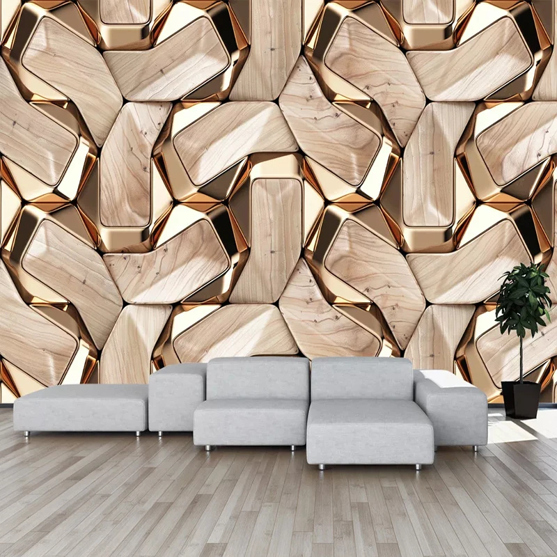 

Photo Wallpaper European Style Luxury Golden Geometric Murals Living Room TV Sofa Luxury Home Decor Wall Papers 3D Papel Tapiz