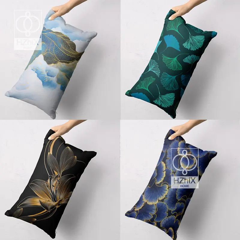 

30x50cm Ginkgo Biloba Pillowcase Double Sided Print Pillow Case Green Leaves Plant Polyester Sofa Bedroom Waist Pillowcover