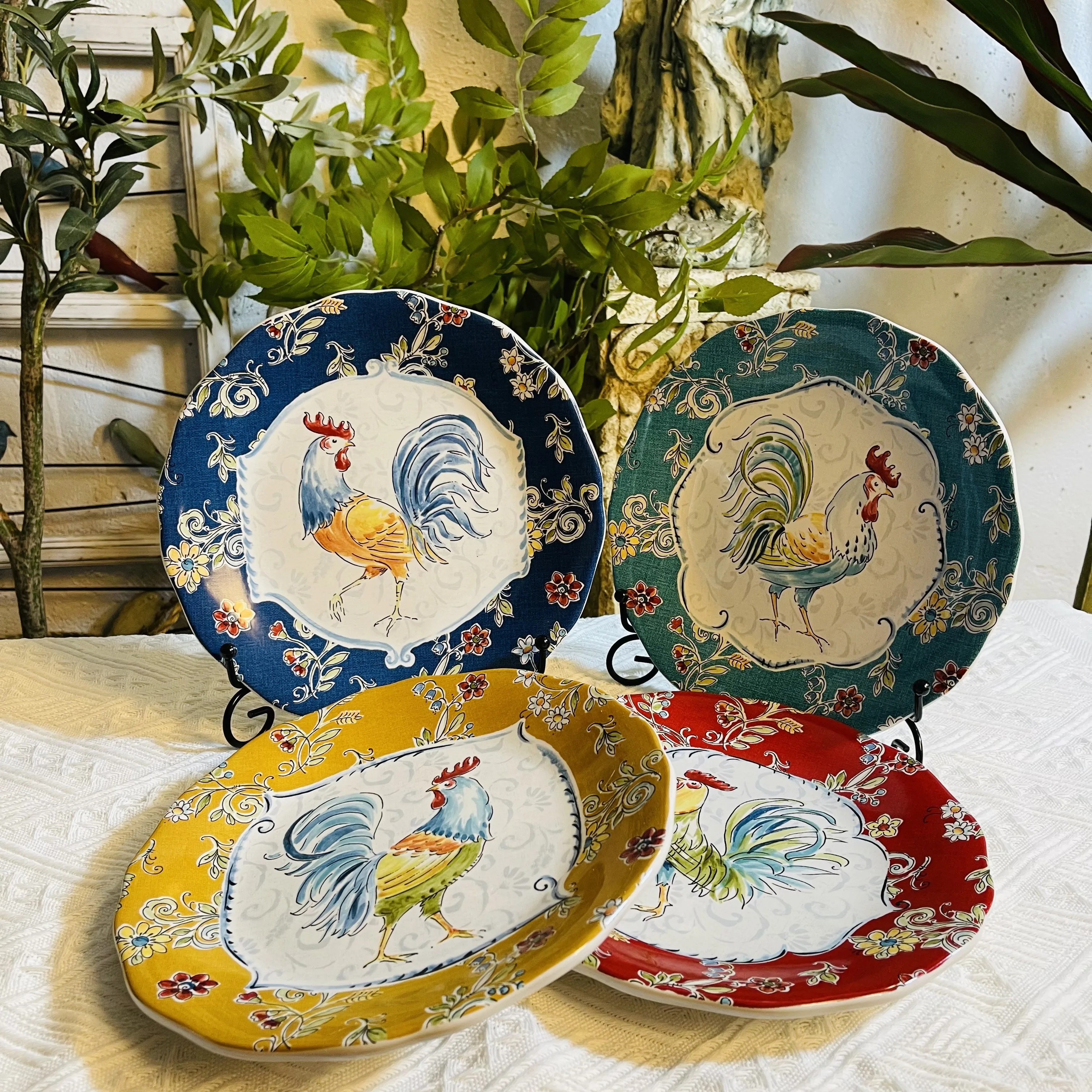 

High-end tableware, plates, rooster under glaze color color display board, food dishes, and vegetable dishes