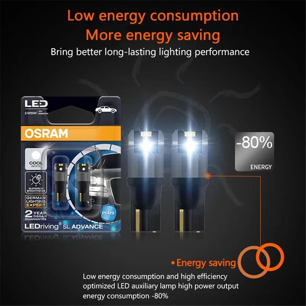 OSRAM LED T10 6000K 12V 1.5W 2980CW W5W 194 Светодиодные лампы для чтения SL Advance Белые автомобильные
