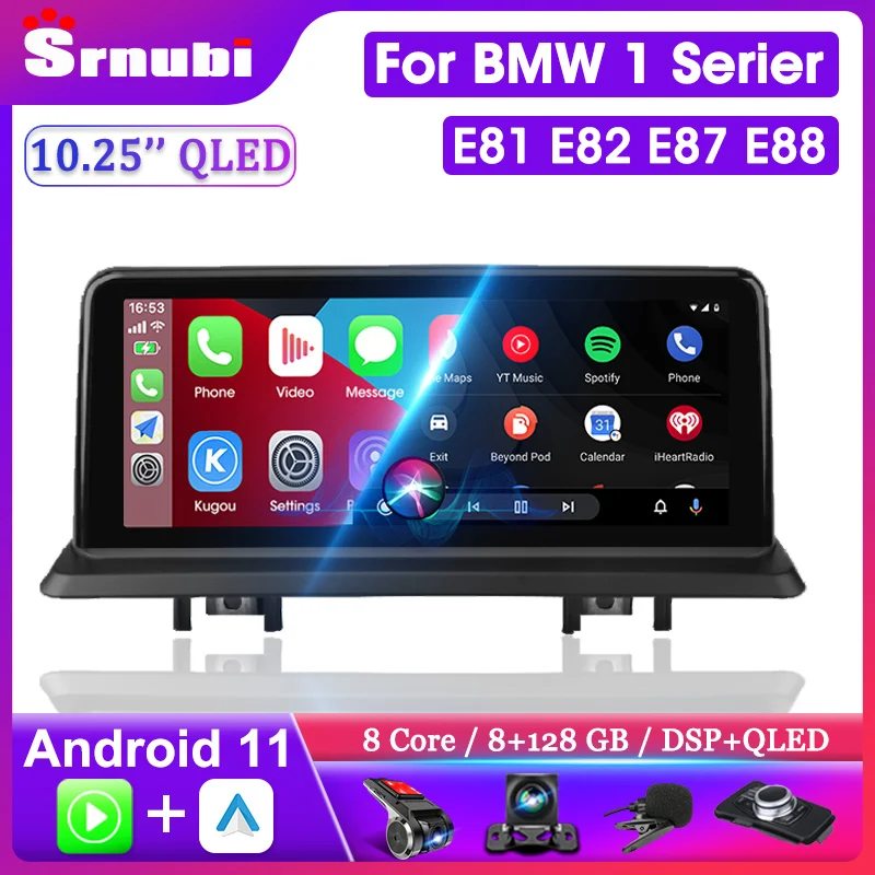 

Srnubi 10.25" Android 11 2Din Car Radio for BMW 1 Series E81 E82 E87 E88 4G Carplay Multimedia GPS Navigation Head Unit DVD