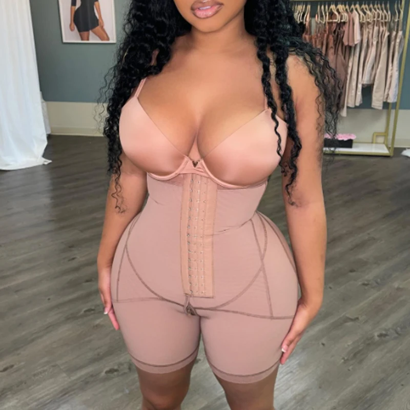 

Front Closure Adjustable Women Shapewear Slimming Fajas Lace Body Shaper Tummy Control Butt Pads Seamless Hip Enhancer