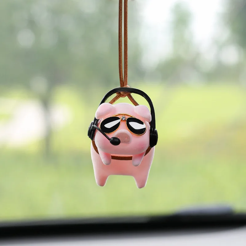 

1PC Cartoon Cute Pig Car Pendant Car Rear View Mirror Pendant Lucky Piggy Hanging Ornament Home Decor Decoration Accessories