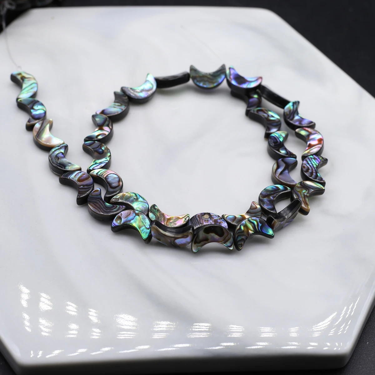 Natural Abalone Shell Beads Moon Shape Loose Spacer Bead for Jewelry Making Women Bracelet Necklace Accessories