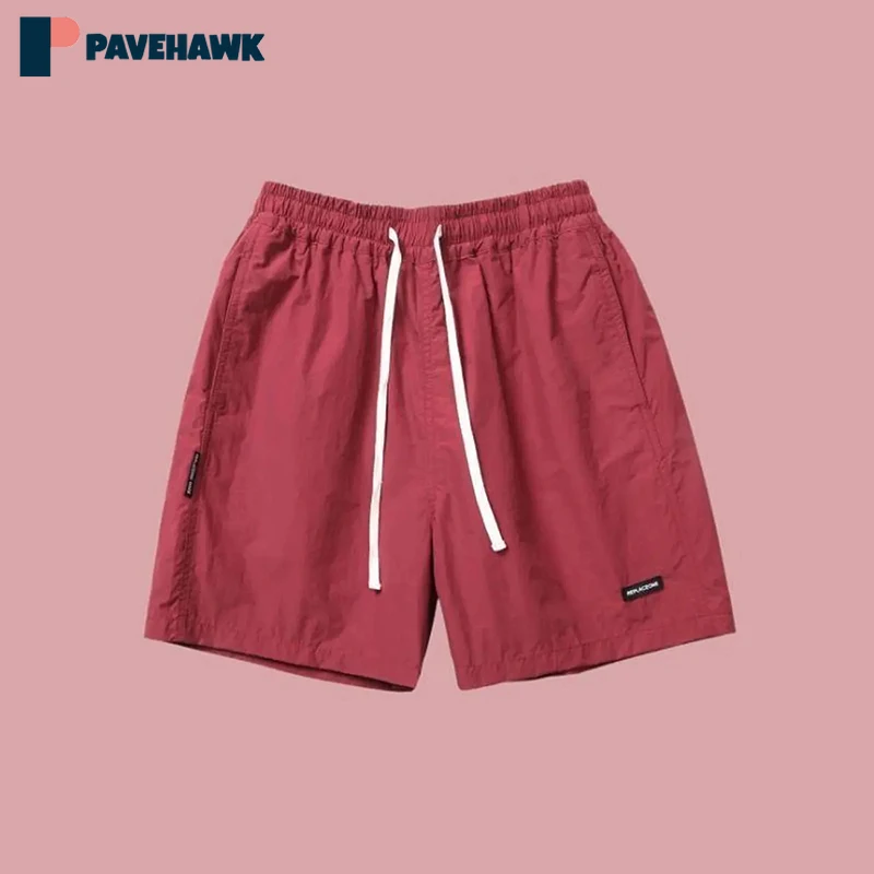 

Men's Summer Shorts Quick Drying Breathable Drawstring Elastic Waist Beach Casual Shorts Male Solid Fashion Sports Short Pants