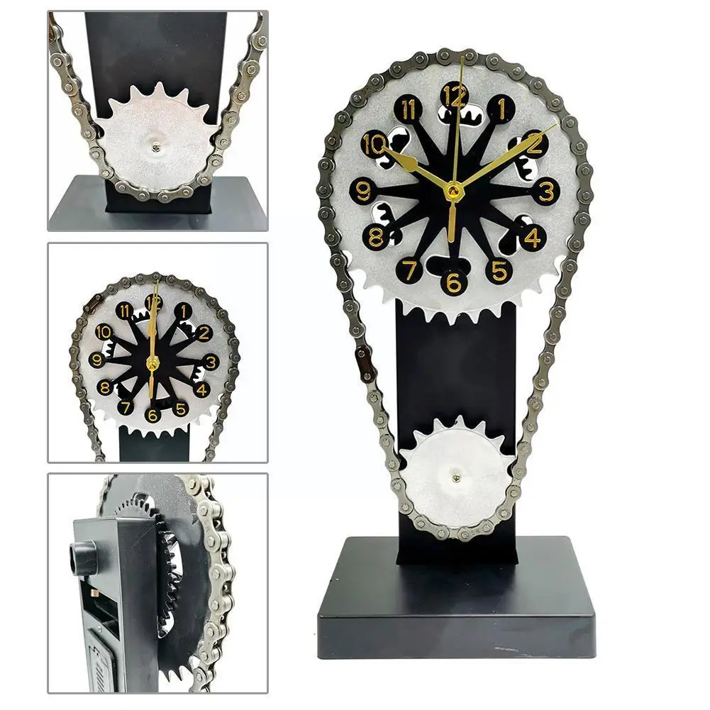 

European Mechanical Style Metal Gear Wall Clock Artistic Restaurant Creative Watch Pointer Clock Desk Quartz Bar Decorative Z8N7
