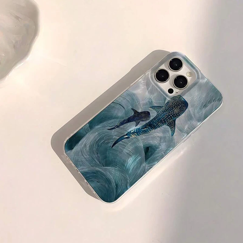 Фото Чехол для телефона с дизайном океанской акулы и кита для Xiaomi Redmi 14C 13C 4G Redmi Note 14 13 12 Pro Plus5G 12S 11 10, противоударный чехол-бампер №3