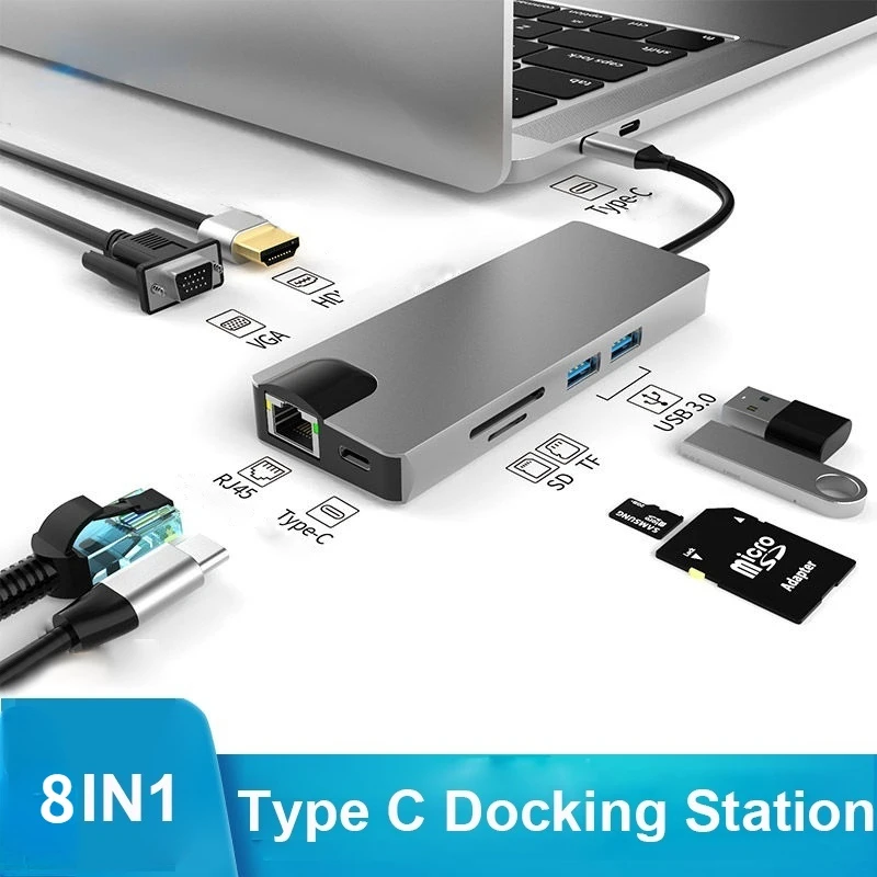 

Basix USB-C концентратор к USB 3,0 Thunderbolt 3 HDMI-совместимый для MacBook Pro Samsung Galaxy S10 USB C концентратор RJ45 ethernet адаптер